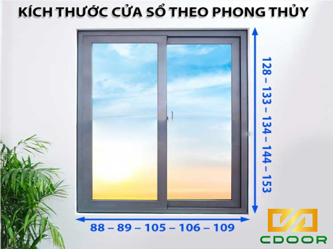 Kích thước cửa sổ nhôm kính 2 cánh theo phong thủy