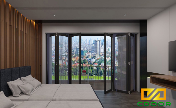 Cửa xếp trượt 6 cánh nhôm Xingfa hệ 63