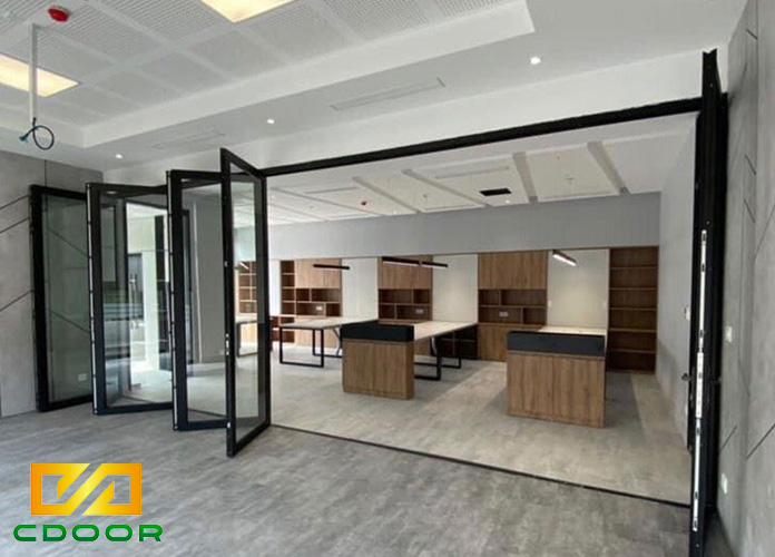 Cửa mở xếp trượt  nhôm Xingfa hệ 63 cho văn phòng