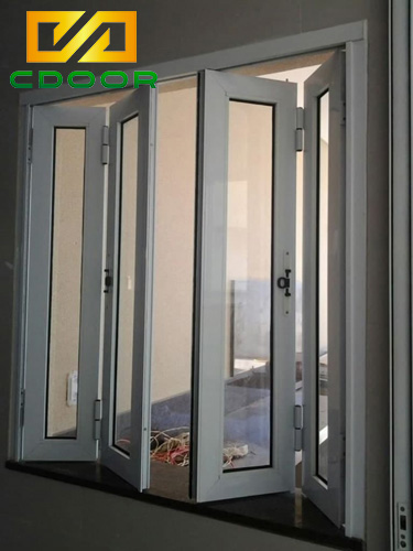 Cửa sổ nhôm Xingfa hệ 63 4 cánh mở xếp trượt gấp màu trắng