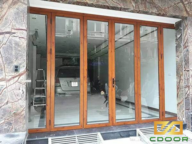 Cửa nhôm Xingfa giả gỗ hệ 55 6 cánh