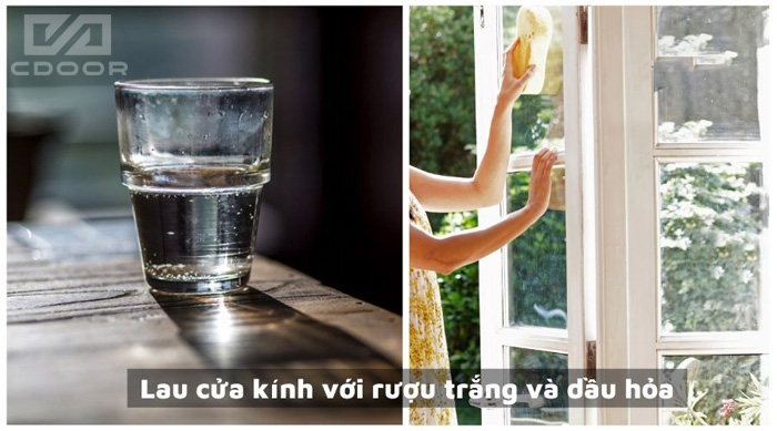 Lau kính bằng rượu trắng