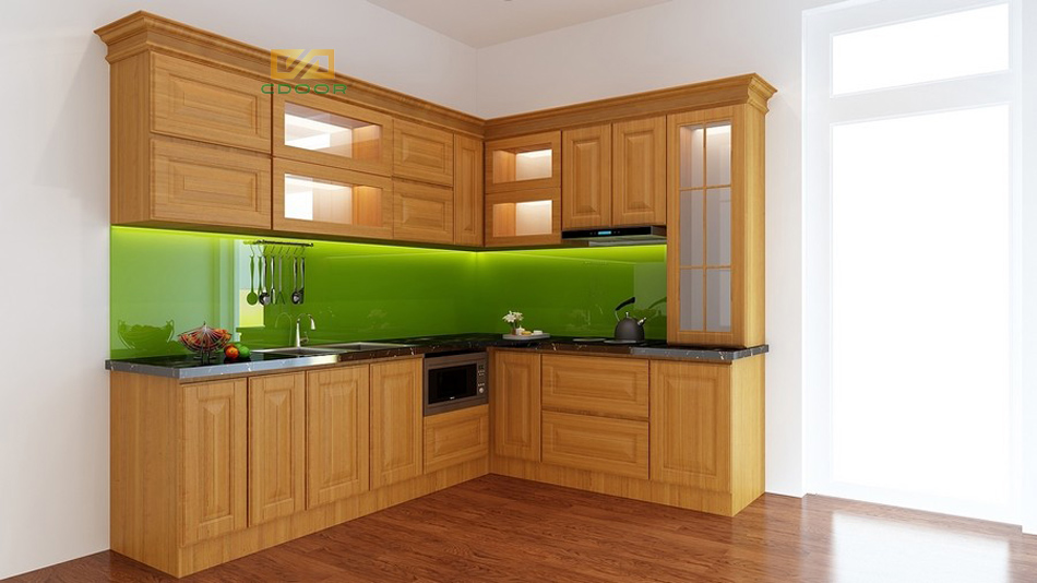 Tủ bếp gỗ tự nhiên (gỗ sồi)