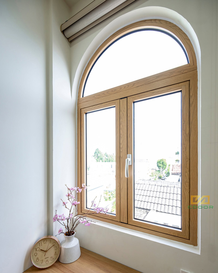 Mẫu cửa sổ uốn vòm nhôm REVO